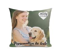 AnJeey Funda de Almohada Personalizada para Perros - Foto y Nombre Doble Cara - Regalo Recuerdo Mascotas - Homenaje a Tu Perro