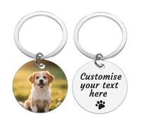 AnJeey Portachiavi Personalizado para Perros - Colgante Conmemorativo de Acero Inoxidable con Impresión UV HD Doble Cara | Recuerdo para Mascotas Perdidas