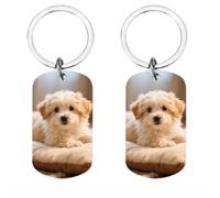 AnJeey Portachiavi Personalizado para Perros - Colgante Conmemorativo de Acero Inoxidable con Impresión UV HD Doble Cara | Recuerdo para Mascotas Perdidas