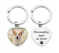 AnJeey Portachiavi Personalizado para Perros - Colgante Conmemorativo de Acero Inoxidable con Impresión UV HD Doble Cara | Recuerdo para Mascotas Perdidas