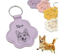AnJeey Portachiavi Personalizado para Perros - Colgante Conmemorativo de Acero Inoxidable con Impresión UV HD Doble Cara | Recuerdo para Mascotas Perdidas (Amor)