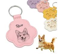 AnJeey Portachiavi Personalizado para Perros - Colgante Conmemorativo de Acero Inoxidable con Impresión UV HD Doble Cara | Recuerdo para Mascotas Perdidas