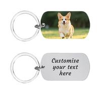 AnJeey Portachiavi Personalizado para Perros - Colgante Conmemorativo de Acero Inoxidable con Impresión UV HD Doble Cara | Recuerdo para Mascotas Perdidas