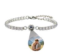 AnJeey Pulsera de Proyección de Fotos Personalizada con Foto Interior - Joya con Foto para Mujer, Regalo de Cumpleaños o Aniversario para Novia, Esposa, Mamá, Mejor Amiga