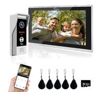 ANJIELO SMART Cámara de Video Timbre 1080P con Pantalla táctil de 10 Pulgadas, intercomunicador de Timbre de Video, (1 Timbre + 1 Pantallas)