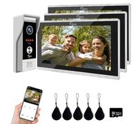 ANJIELO SMART Cámara de Video Timbre 1080P con Pantalla táctil de 10 Pulgadas, intercomunicador de Timbre de Video, (1 Timbre + 3 Pantallas)