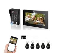 ANJIELO SMART Videoportero con pantalla táctil 7 pulgadas, interfono integrado 1080P, desbloqueo de huellas dactilares, tarjeta RFID y código PIN, detección de movimiento
