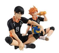 Anjinguang 2 piezas/juego Figura de Haikyuu Hinata Syouyou/Kageyama Estatua Figura Modelo 10cm Haikyuu!!! Figurita Coleccionable PVC Pose Sentado Escultura Adorno de Escritorio