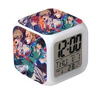 Anjinguang Anime My Hero Academia Reloj Despertador Colorido LED 3D - Luz de Noche y Reloj de Viaje - Regalo para Niños