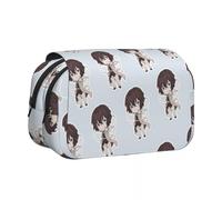 Anjinguang BSD - Estuche para lápices de anime Nakahara Chuuya/Dazai Osamu, estuche para lápices con estampado de dibujos animados, gran capacidad, doble capa, con cremallera, caja de papelería para