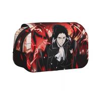 Anjinguang BSD - Estuche para lápices de anime Nakahara Chuuya/Dazai Osamu, estuche para lápices con estampado de dibujos animados, gran capacidad, doble capa, con cremallera, caja de papelería para