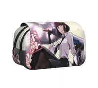 Anjinguang BSD - Estuche para lápices de anime Nakahara Chuuya/Dazai Osamu, estuche para lápices con estampado de dibujos animados, gran capacidad, doble capa, con cremallera, caja de papelería para