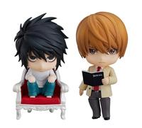 Anjinguang Juego de figuras de anime Death Note, figura L de Death Note de 10 cm y figura de acción Yagami ligera, escultura de personaje de manga de PVC, figura coleccionable hecha a mano, 2 piezas