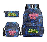 Anjinguang My Singing Monsters Mochila de 3 piezas Juego de Anime Mochila Escolar Bolsa de Hombro Impresa en 3D Estuche para Estudiantes Adolescentes