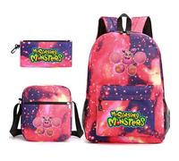 Anjinguang My Singing Monsters Mochila de 3 piezas Juego de Anime Mochila Escolar Bolsa de Hombro Impresa en 3D Estuche para Estudiantes Adolescentes