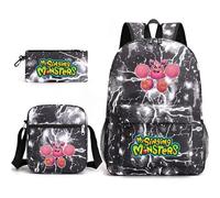 Anjinguang My Singing Monsters Mochila de 3 piezas Juego de Anime Mochila Escolar Bolsa de Hombro Impresa en 3D Estuche para Estudiantes Adolescentes