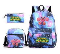 Anjinguang My Singing Monsters Mochila de 3 piezas Juego de Anime Mochila Escolar Bolsa de Hombro Impresa en 3D Estuche para Estudiantes Adolescentes