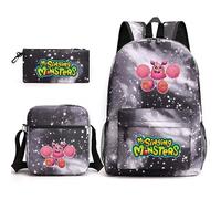 Anjinguang My Singing Monsters Mochila de 3 piezas Juego de Anime Mochila Escolar Bolsa de Hombro Impresa en 3D Estuche para Estudiantes Adolescentes