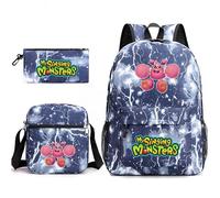 Anjinguang My Singing Monsters Mochila de 3 piezas Juego de Anime Mochila Escolar Bolsa de Hombro Impresa en 3D Estuche para Estudiantes Adolescentes