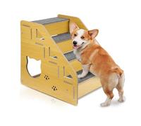 ANJISUNY Escaleras para perros pequeños, rampas para perros de 4 escalones para camas o sofás, escaleras de madera para mascotas pequeñas o medianas, escalones de mascotas de 15 pulgadas de alto para