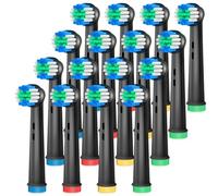 AnjoCare Cabezales de repuesto para Oral B Braun, cabezales recargables compatibles con Pro 1000/3000/5000/7000 y Vitality， 1 unidad (Paquete de 16), Negro