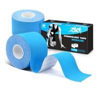 AnjoCare Cinta Kinesiológica, Cinta Deportiva Terapéutica sin cortar para músculos y articulaciones, sin látex Cinta para soporte de hombros, tobillos, codos y rodillas（2 Rollos de 5M x 5CM）azul