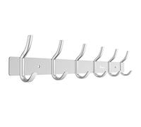 Anjuer Montado en la Pared 42 cm Perchero Perchero 6 Ganchos Aleación de Aluminio Plata para baño de Cocina
