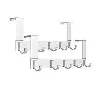 Anjuer Multiusos 5 Ganchos Puerta Gancho Perchero para Toallas, Llaves, Sombreros, Batas, Bolsos, Abrigos - Aleación de Aluminio, Plata