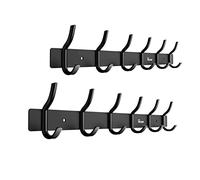 Anjuer Perchero de aleación de aluminio con 6 ganchos, color negro, capacidad de carga de 20 kg, para ropa y sombreros