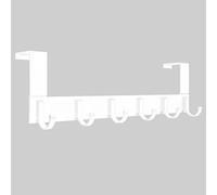 Anjuer - Perchero de puerta robusto para abrigo, toalla, albornoz, 6 ganchos de aluminio cepillado (blanco)