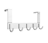 Anjuer Perchero para Puerta Colgadores de Puerta Aluminio Percha de Baño Gancho de Baño para los dormitorios baños armarios gabinete - 5 Ganchos
