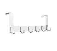 Anjuer Perchero para Puerta Colgadores de Puerta Aluminio Percha de Baño Gancho de Baño para los dormitorios baños armarios gabinete - 6 Ganchos