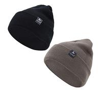 AnJuHoPa Gorros de punto para hombre y mujer, gorro de lana de invierno, suave, cálido, elástico, unisex, talla única, se adapta a todos, 2pcs negro y marrón, Talla única