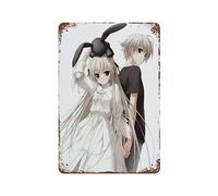 ANJUJU Yosuga No Sora - Póster retro de anime de metal con texto en inglés "No Sora", arte elegante, pintura de hierro, bar, cueva, cafetería, familia, garaje, decoración de pared, 11.8 x 7.9 pulgadas