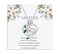ankbrats Collar de plata para mamá, regalos para mamá, collares de corazón, joyería para mujer, día de la madre, regalos de cumpleaños para su esposa, novia de hijo e hija, talla única, Cobre, No es