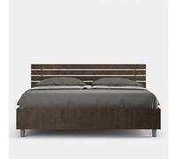 Ankel D Noix - Cama de matrimonio de madera de nogal, con listones y cabecero recto, 160 x 190 cm