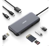 Anker 555 USB-C Hub (8 en 1) PowerExpand Adapter, 100W Power Delivery, 4K 60Hz HDMI, 10Gbps USB-C & 2 puertos USB-A,puerto Ethernet, lector de tarjetas memoria microSD&SD, para MacBook Pro y más