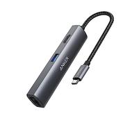 Anker Adaptador de concentrador, Adaptador USB C 5 en 1 con USB C 4K a HDMI, Puerto Ethernet, 3 Puertos USB 3.0, para MacBook Pro, iPad Pro, XPS, Pixelbook y más