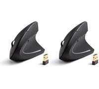 Anker AK-UBA 2.4G Ratón Inalámbrico óptico ergonómico Vertical, 800/1200/1600 dpi, 5 Botones para Laptop, Desktop, PC, Macbook (Negro) (Paquete de 2)