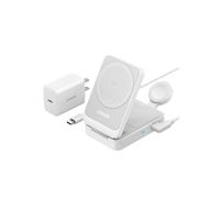 Anker MagGo Cargador Inalámbrico iPhone 3 en 1 con MagSafe 15W, Cargador Magsafe Soporte de Carga Certificado Qi2, iPhone 16/15/14/13 Series, AirPods, Apple Watch 9 (Enchufe Incluido)