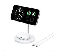 Anker Base de Cargador Inalambrico iPhone Ajustable 2 en 1 15W | Con cable USB C 1,5 m, compatible con MagSafe para iPhone 16 15 14 y 5W para AirPods
