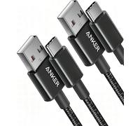 Anker Cable USB C a USB-A, Pack de 2, USB 2.0 de Nylon, 0,9 m, Negro