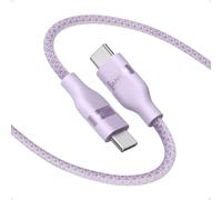 Anker Cable USB C a USB C Trenzado Reciclado de 240 W, Cable de Carga Rápida con Cargador de Tipo C para iPhone 16/16 Pro/16 Plus/16 Pro Max, MacBook Pro, iPad Pro, iPad Air, Galaxy S23(1,8m, Púrpura)