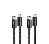Anker Cable USB C a USB C Zolo, 240W Cable de Carga Rápida Tipo C Trenzado y anti-suciedad, 2 Pack, Conector Delgado, para iPhone 16/15 ProMax Plus, MacBook/iPad/Galaxy S24 (1m+1m, Negro)