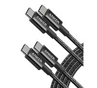 Anker Cable USB C Carga Rapida, 60W Cable USB C de Nylón, Paquete Doble, para iPhone 16/16 Pro/16 Plus/15/16 ProMax, iPad Air/Mini/Pro/ 2024, MacBook Pro 2024, Samsung Galaxy S23, Switch(1,8m, Negro)