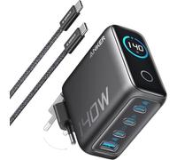 Anker Cargador USB-C de 140W, Carga rápida multidispositivo de 4 Puertos, Controles táctiles de manejo intuitivo, Compatible con MacBook, iPhone 16, Samsung, Pixel y más