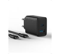 Anker Cargador iPhone Carga Rapida USB C 20W, con 2 Puertos,para iPhone 17/17 Pro/17 Pro Max/16 Plus/15 Air iPad y más(Cable USB C de 1,5m Incluido)