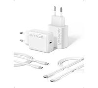Anker Cargador Samsung Carga Rapida de 25 W, Cargador USB C, admite Carga rápida PPS para Samsung Galaxy S25 Ultra/S24/iPhone 16/Note 20 y más (Paquete de 2 Cables de 5 pies Incluido)
