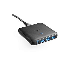 Anker Cargador USB C 65W 4-Port PIQ 3.0 & GAN Cargador de Carga rápida PowerPort Atom III, 45 W Puerto USB-C, para MacBook, portátil, iPad Pro, iPhone 15, Galaxy, Pixel