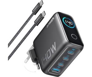 Anker Cargador USB C Carga Rapida 140W, Carga rapida de 4 Puertos, diseño intuitivo y Compatible con MacBook, iPhone 17/16/15 iPhone Air, Samsung, Pixel y más